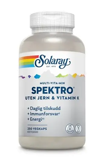 Solaray spektro multivitamin uten jern & vitamin K 250 kapsler