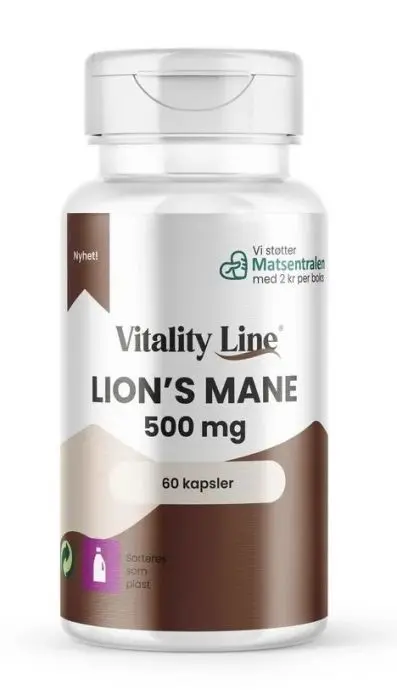 Vitality Line Lion’s Mane 500 mg 60 kapsler