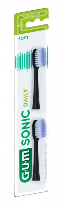 Gum Sonic Daily Soft elektrisk tannbørstehode refill svart 2 stk