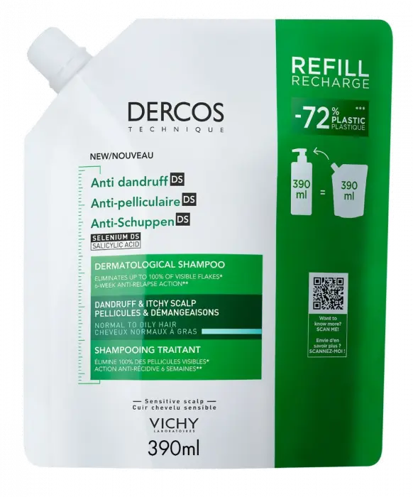 Vichy Dercos Eco-Refill Anti-Dandruff Shampoo Normal To Oily Hair 390 ml