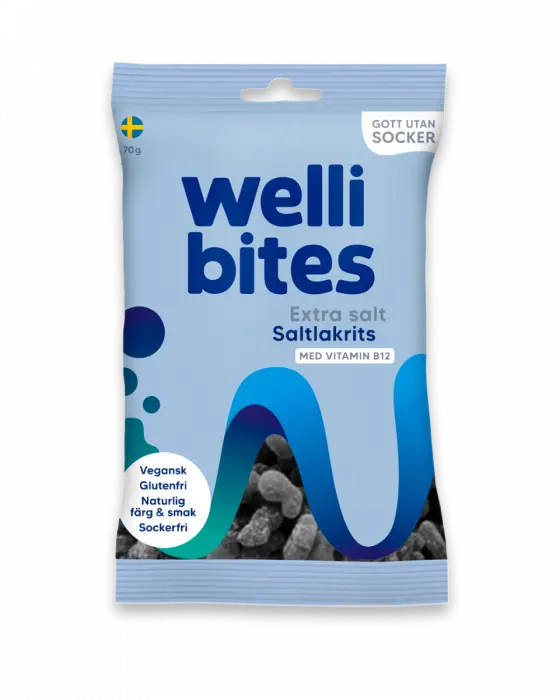 Wellibites Sukkerfritt Godteri Extra Salt Lakris 70g
