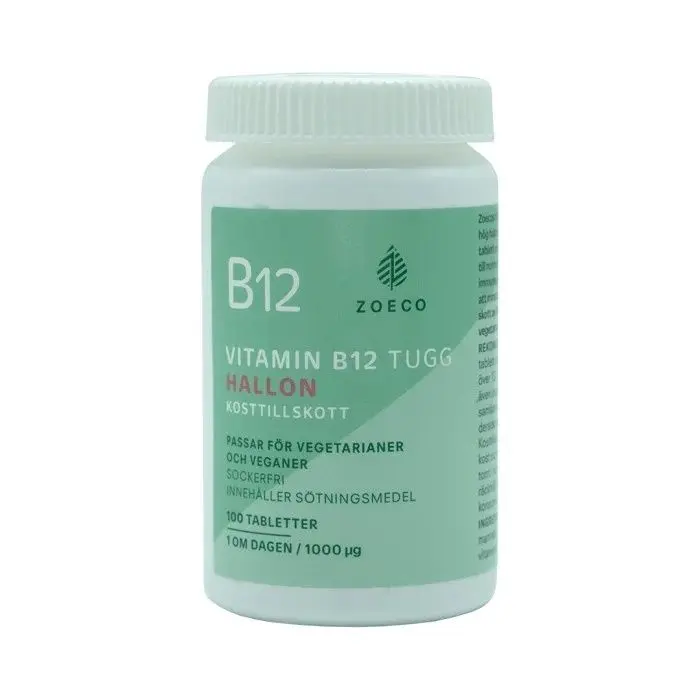 Zoeco Vitamin B12 tyggetabletter bringebær 100 tabletter