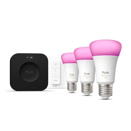 Startpakke: 3 E27-smartpærer + Dimmer switch + Bridge Pro