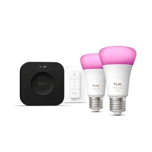 Startpakke: 2 E27-smartpærer + Dimmer switch + Bridge Pro