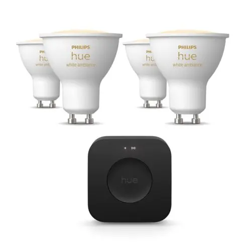 Pakke: 4 x White ambiance GU10 + Bridge Pro