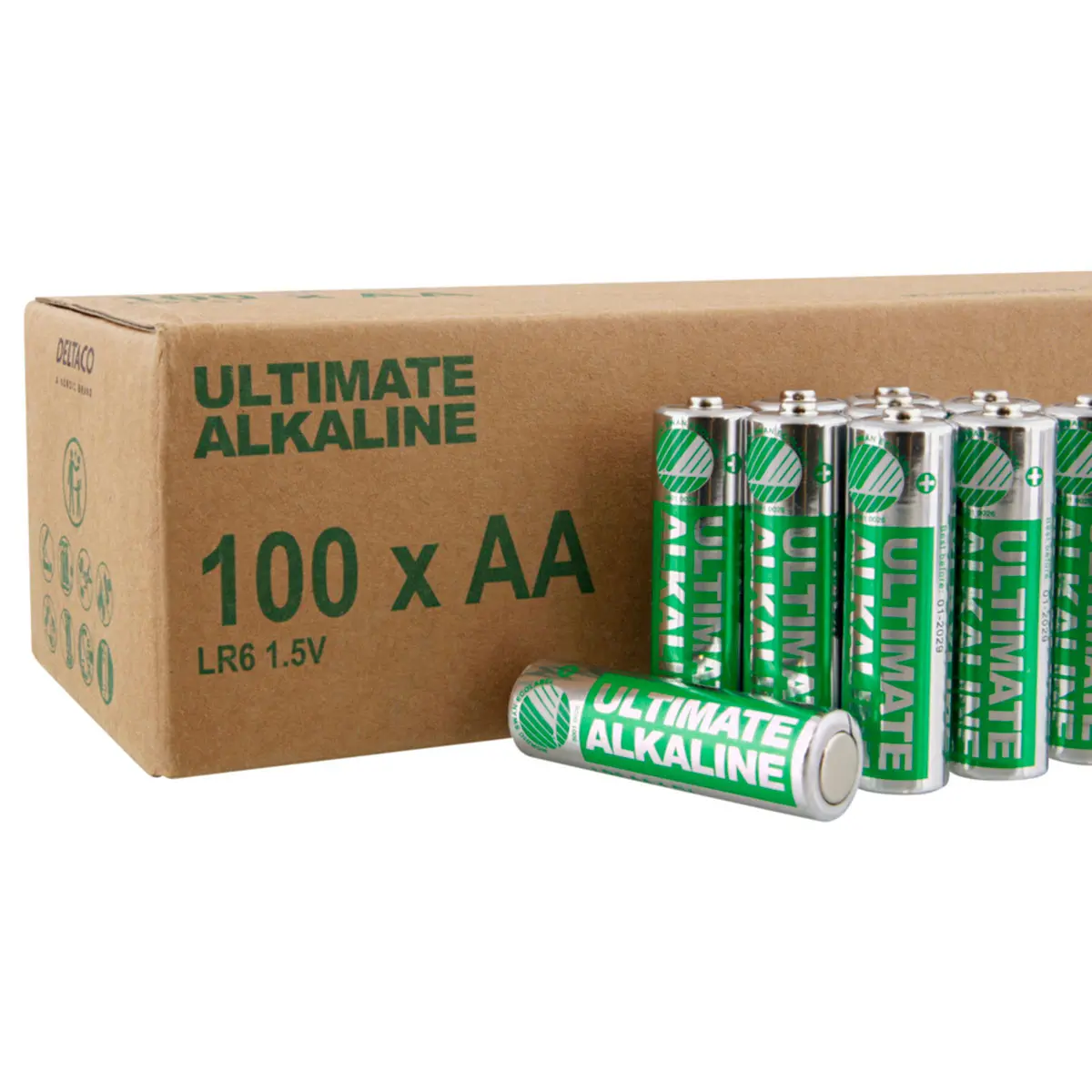 Deltaco Ultimate AA Batterier Alkalisk - 100-pakning