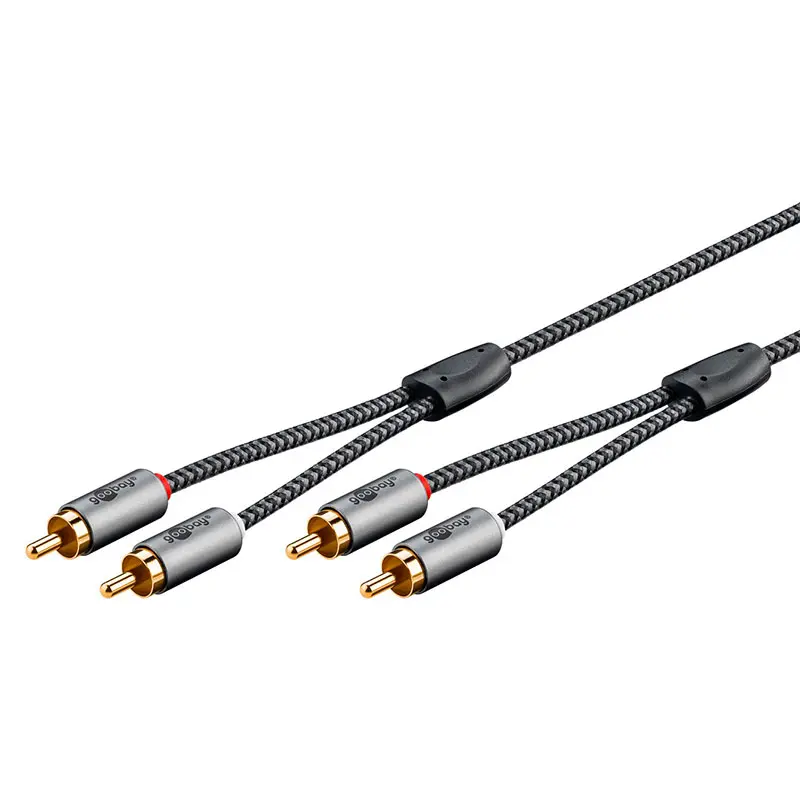 Goobay Stereo RCA Kabel - 3m (2xRCA Hann til 2xRCA Hann) Sharkskin Grå