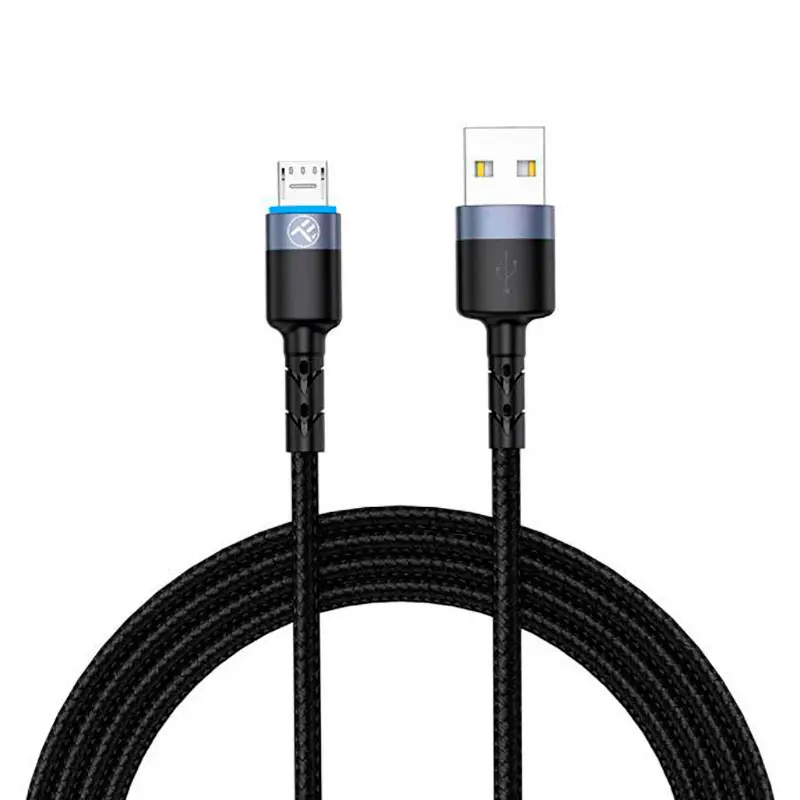 Tellur MicroUSB-kabel i nylon – 1m (USB-A til MicroUSB), sølv