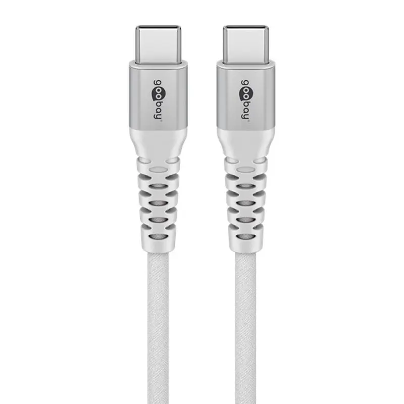 Goobay 60W USB-C kabel 1m (USB-C hann/USB-C hann) hvit tekstil