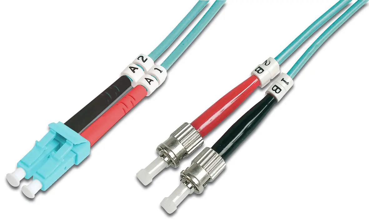 DIGITUS Fiberkabel - LWL, LC/ST, OM3, 50/125, Duplex - 1m