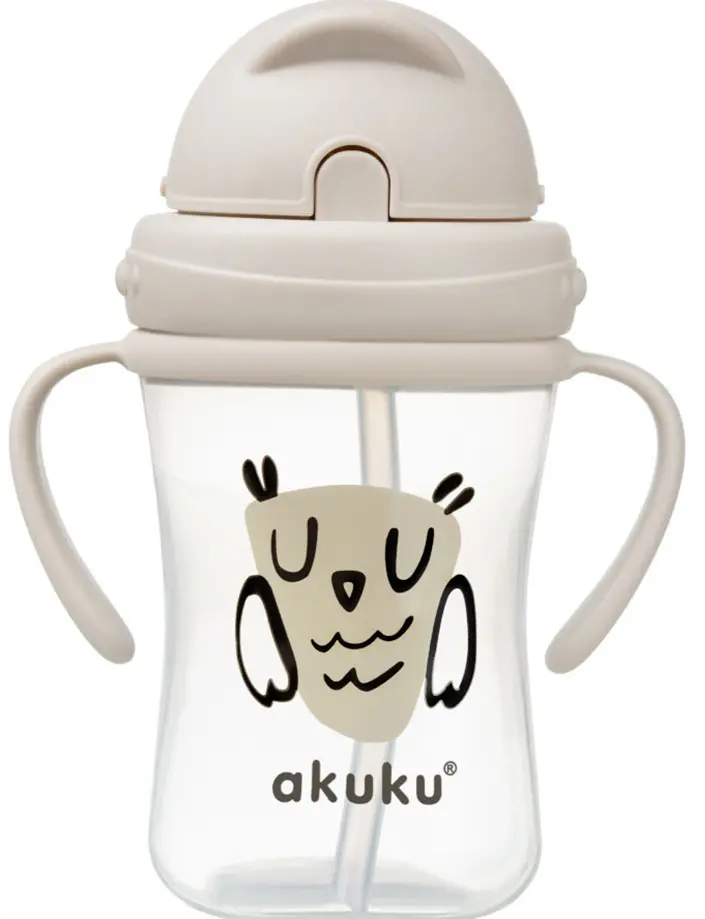 Akuku Drikkeflaske med Sugerør 300ml, Fra 9 Mnd - Beige