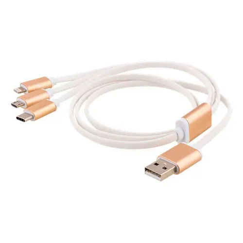Epzi Multikabel 1m (USB-C/Lightning/Micro-USB) Gull/Hvit