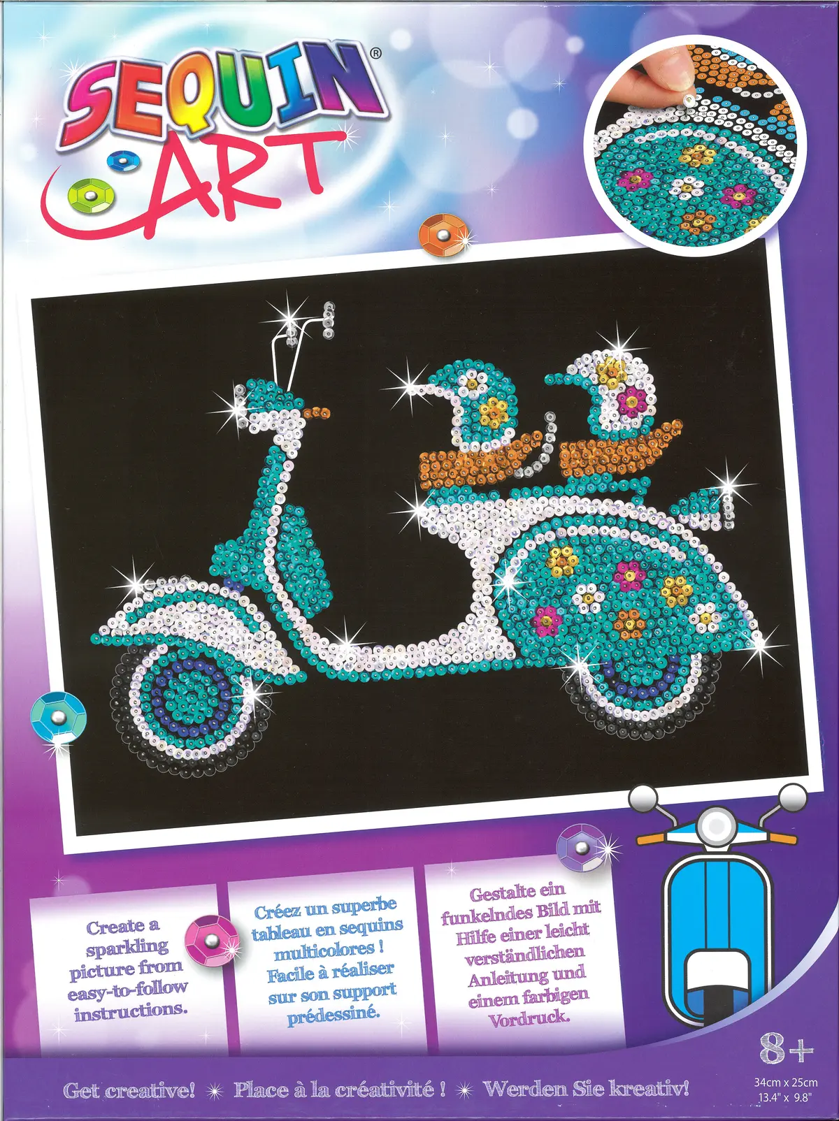 Sequin Art Scooter, Palettbilde - 25x34 cm