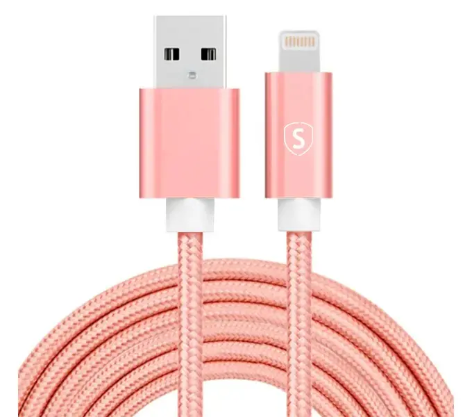 SiGN USB-A til Lightning kabel 2.4A 3m Nylon - Rosa
