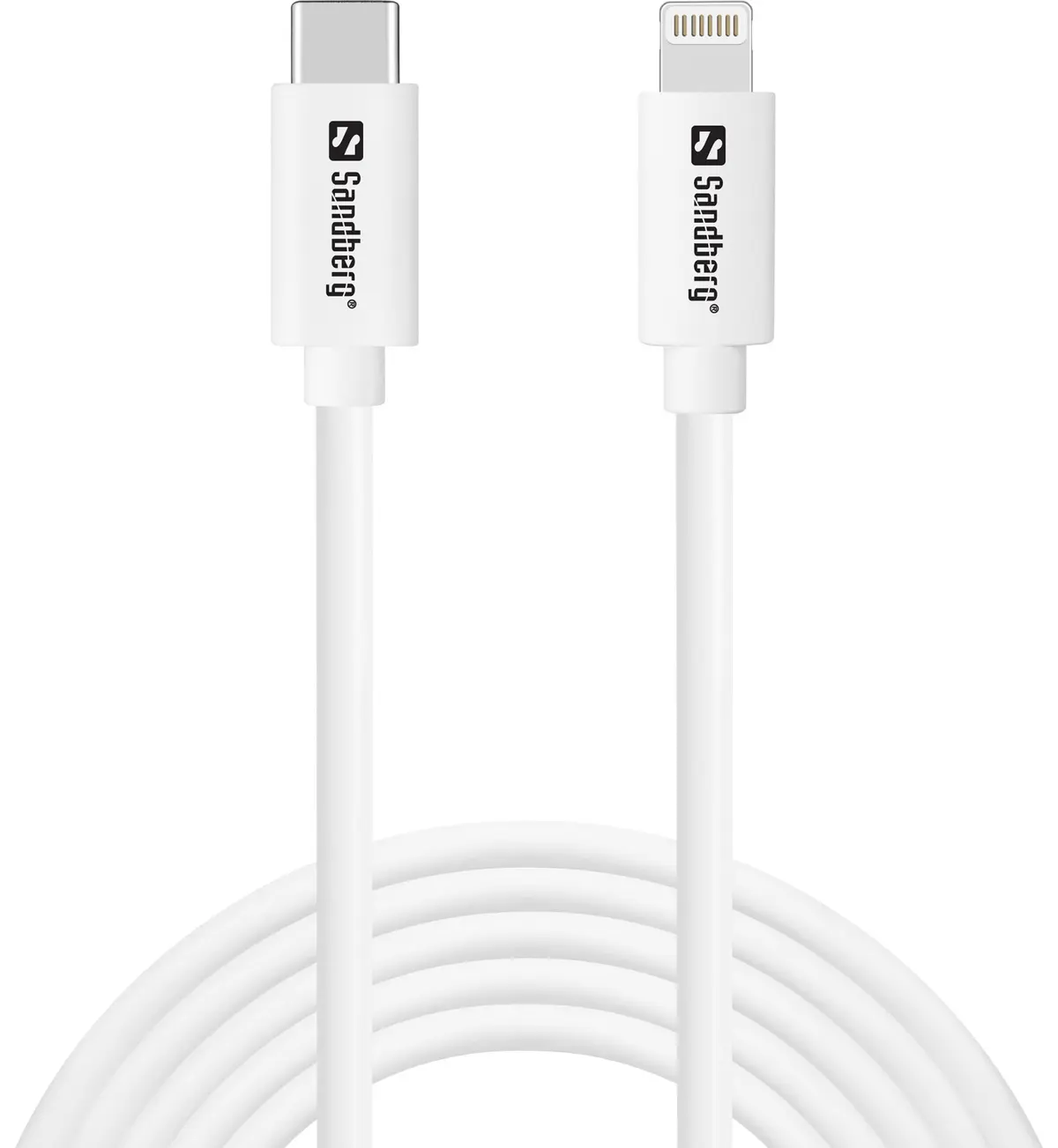 Sandberg USB-C til Lightning ladekabel MFI – Hvit – 2 meter