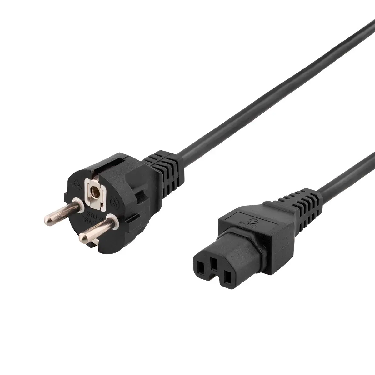 Deltaco Strømkabel 0,5m (IEC 60320 C15) Svart