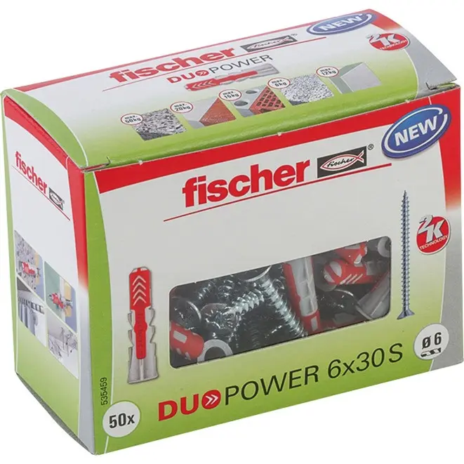 Fischer DuoPower Plugg 6x30mm, 50 stk