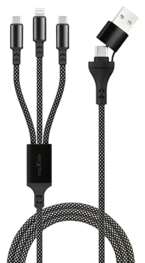 maXlife USB-A/USB-C til Lightning/USB-C kabel &ndash; 1m, 66W
