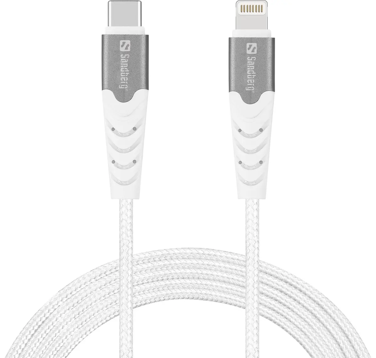Sandberg USB-C til Lightning Flettet Kabel - Hvit - 2m
