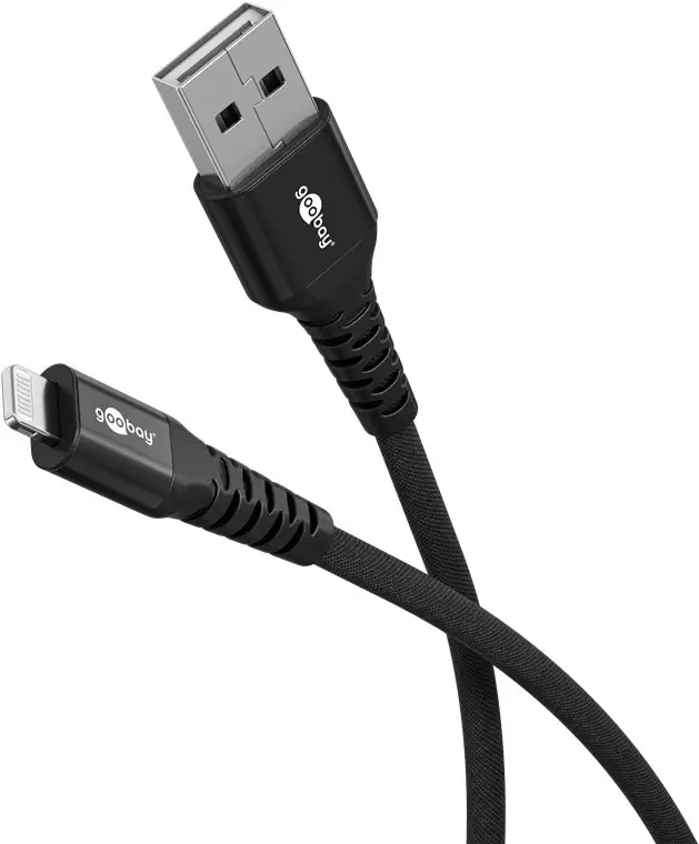Goobay 74485 USB-A til Lightning tekstilkabel - Svart - 0,5m