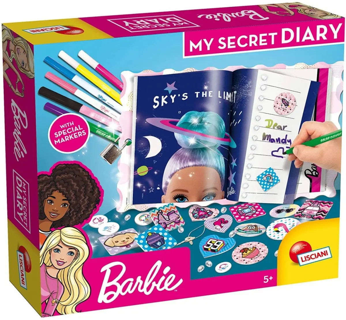 Lisciani Barbie Hemmelig Dagbok med Klistremerker og Lås
