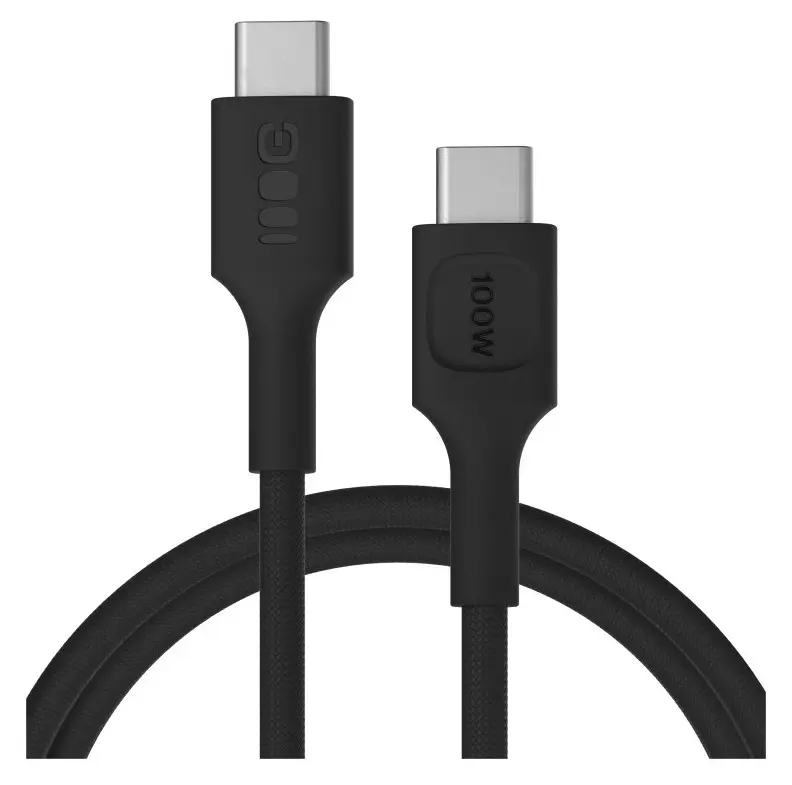 Green Cell PowerStream USB-C kabel - 100W, flettet, svart, 1,2 m
