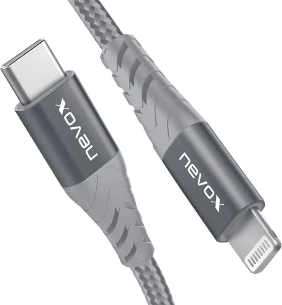 Nevox MFi USB-C til Lightning-kabel - 1m - Sølv/Grå