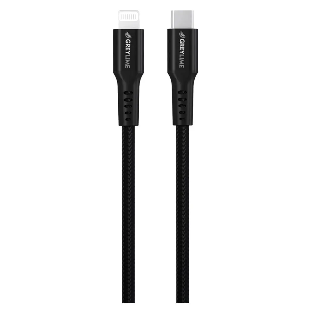 GreyLime Flettet USB-C til Lightning-kabel &ndash; 0,5 m &ndash; Svart