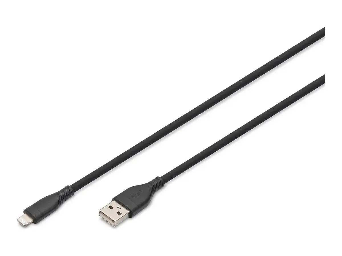 Digitus AK-600108-020-S USB-A til Lightning-kabel &ndash; Svart, silikon &ndash; 2 m