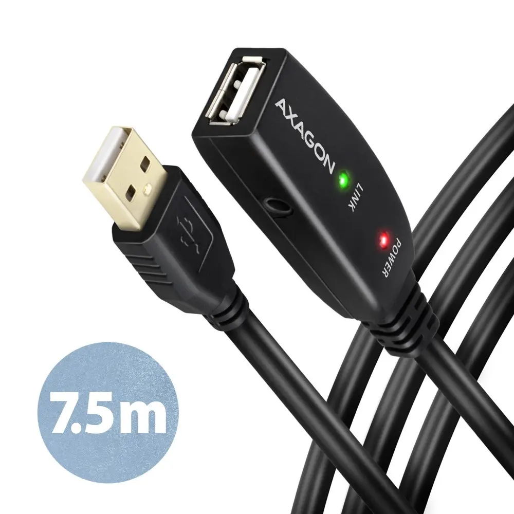 Axagon ADR-207 USB-A Forlengelseskabel med Repeater - 7m