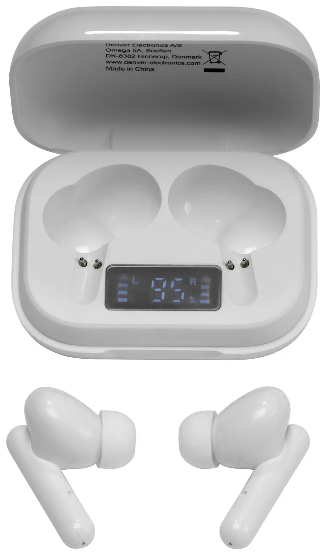 Denver TWE-38 Bluetooth ørepropper (18 timer) - Hvit