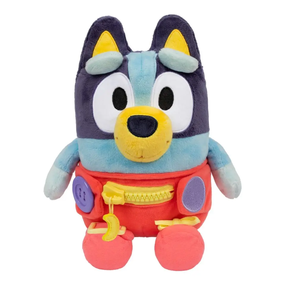 Bluey Babygosebamse - 25 cm, fra 3 år (Trener motorikk med knapper, glidelås og skolisse)