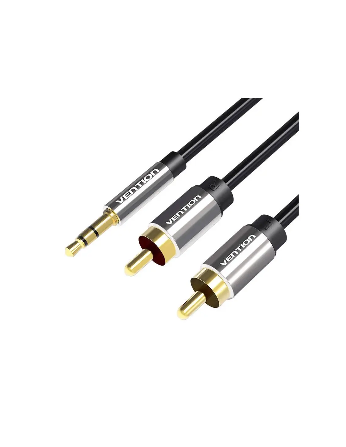 Vention BCFBJ lydkabel - 2xRCA til 3.5mm minijack - 5m - svart