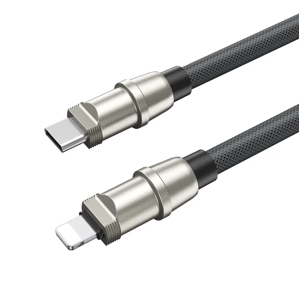 BWOO USB-C til Lightning kabel med nøkkelbånd, 27W, svart, 1.2m