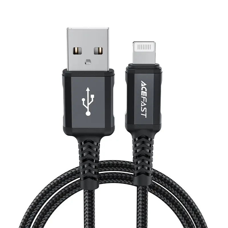 Acefast C4-02 MFI USB-A til Lightning-kabel - 1,8m, 2,4A - Svart