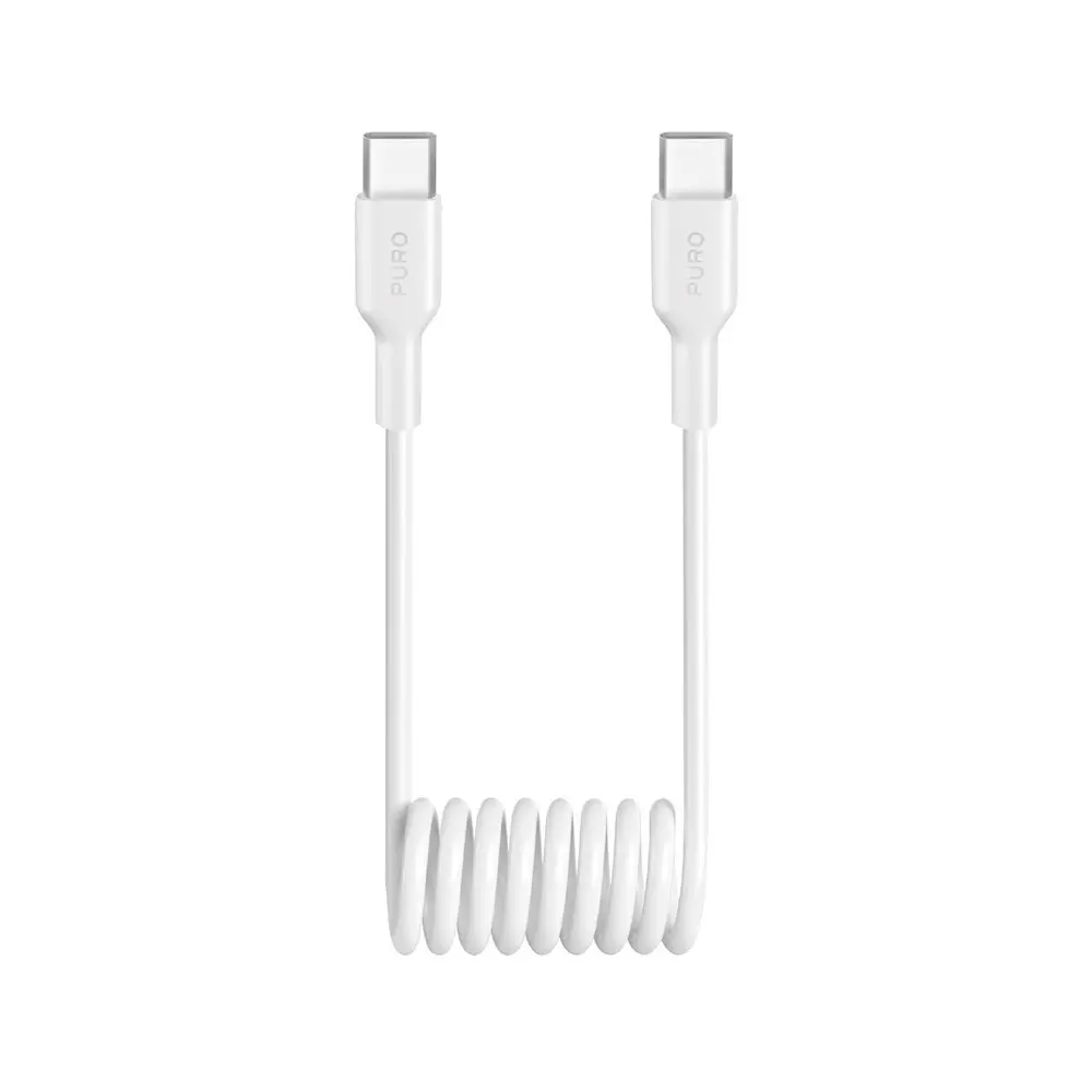 Puro USB-C Spiral-kabel 25W, 1m - Hvit