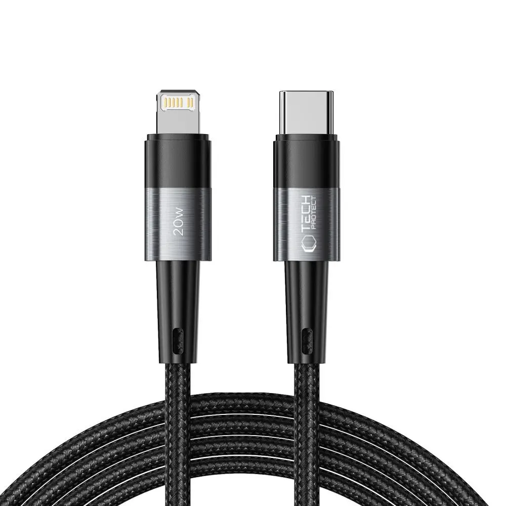 Tech-Protect UltraBoost USB-C til Lightning-kabel - 20W, 3A, 2m - Grå