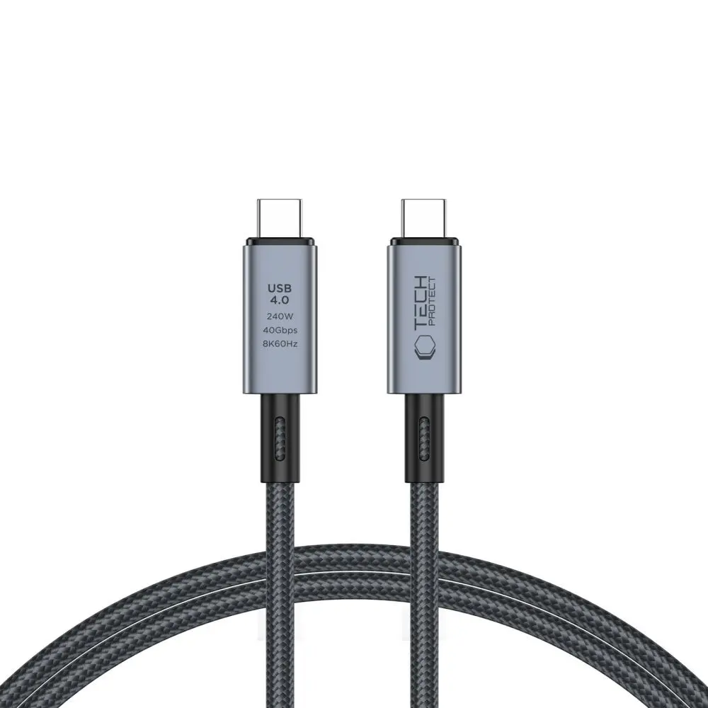 Tech-Protect UltraBoost Max USB-C-kabel 240W, 8K, 40Gbps, 1m - Grå