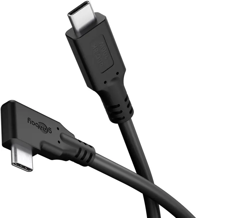 Goobay USB-C til vinklet USB-C kabel - 100W, 40 Gbit/s, 1m - Svart