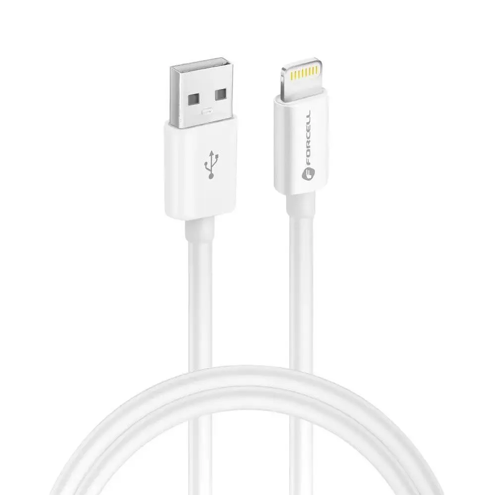 Forcell F-Energy C703 USB-A til Lightning-kabel - 2.4A, 12W, Hvit - 1m
