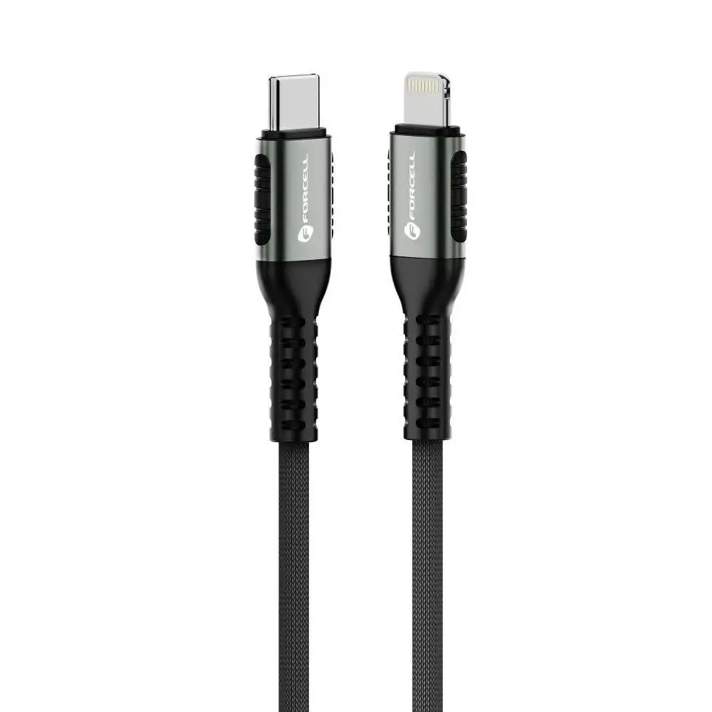 Forcell F-Energy C259 USB-C til Lightning-kabel, 3A/27W, svart, 0,5m