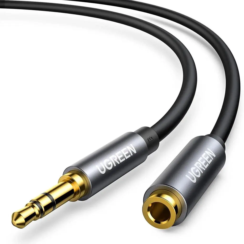 Ugreen 3.5mm Minijack forlengerkabel, hann til hunn, svart, 5m