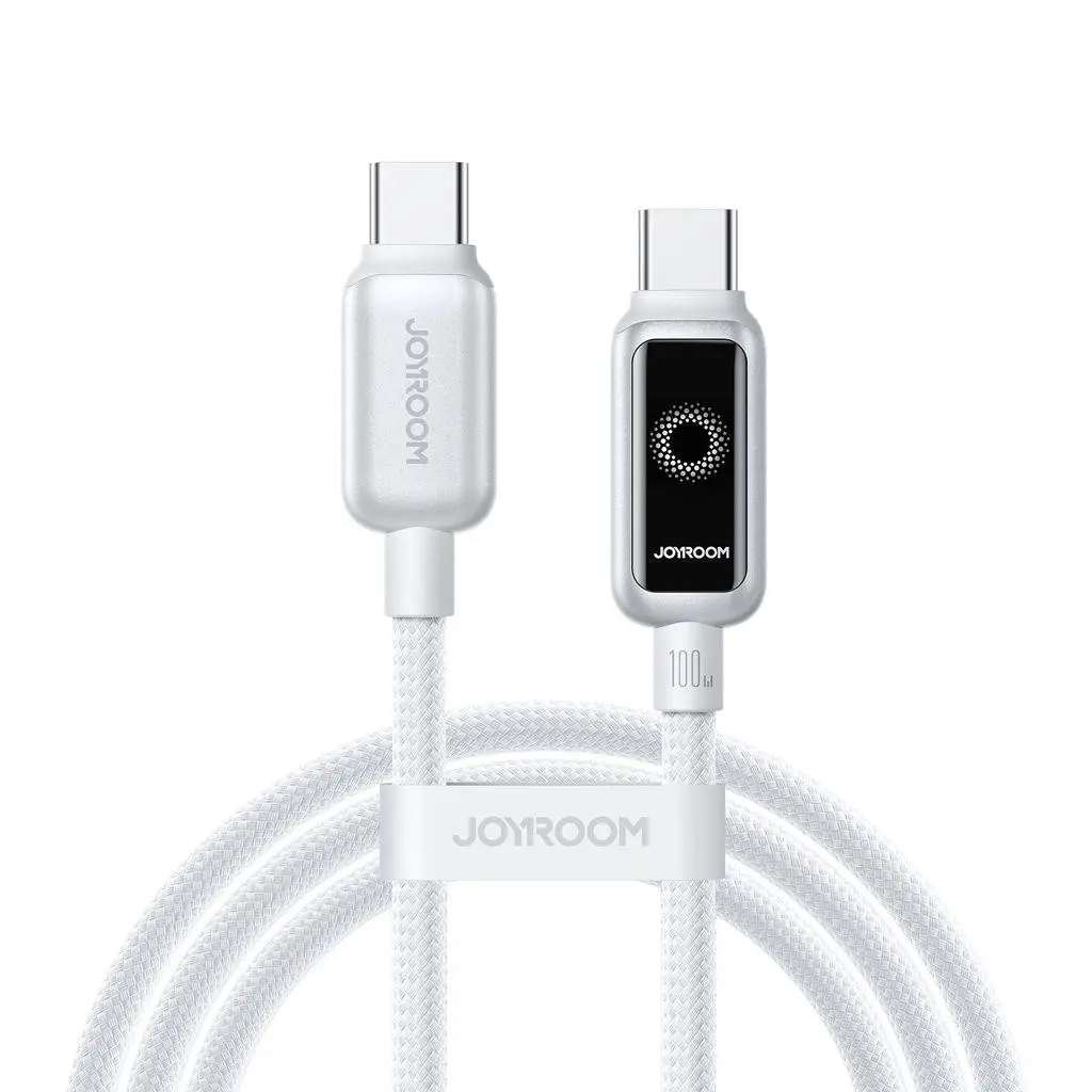 Joyroom USB-C-kabel 100W, hvit, 1.2m