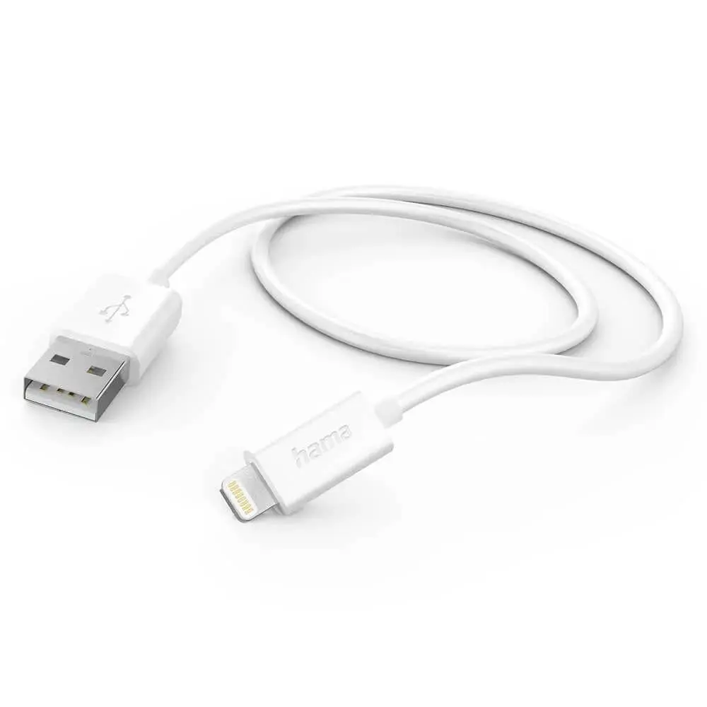 Hama 201579 USB-A til Lightning-kabel, 2.4A, 1m, Hvit
