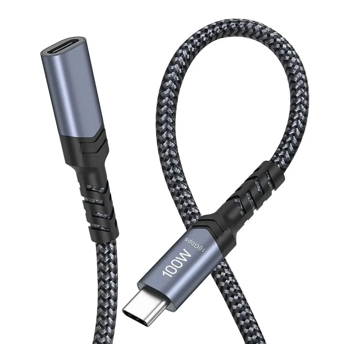 Nördic USB3.2 Gen2 USB-C forlengerkabel - hann til hunn, 10Gbps, 5A, 100W, Thunderbolt 3 - 1m
