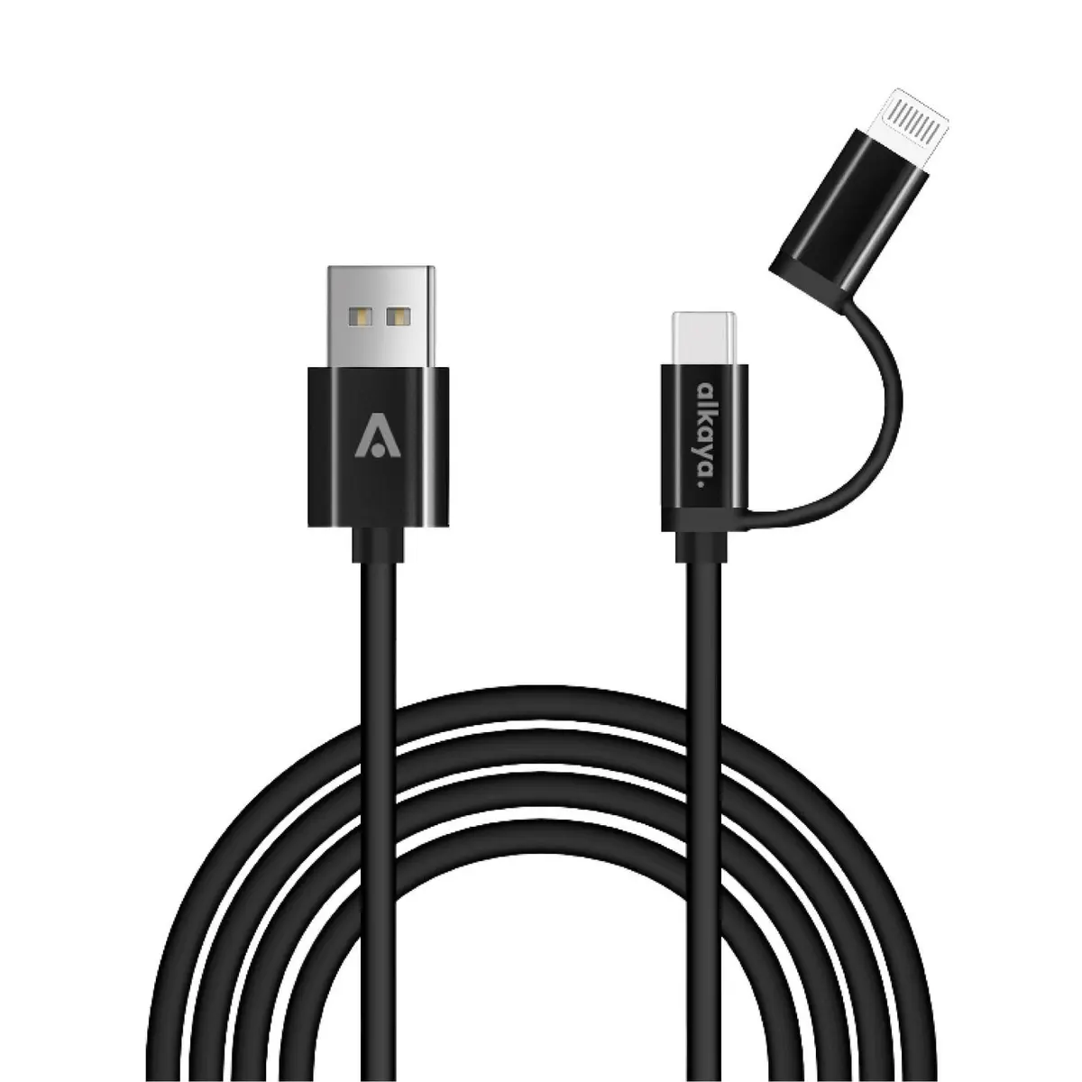 alkaya Speed Flex 2-i-1 USB-C til USB-C/Lightning ladekabel - 15W/12W, 1m
