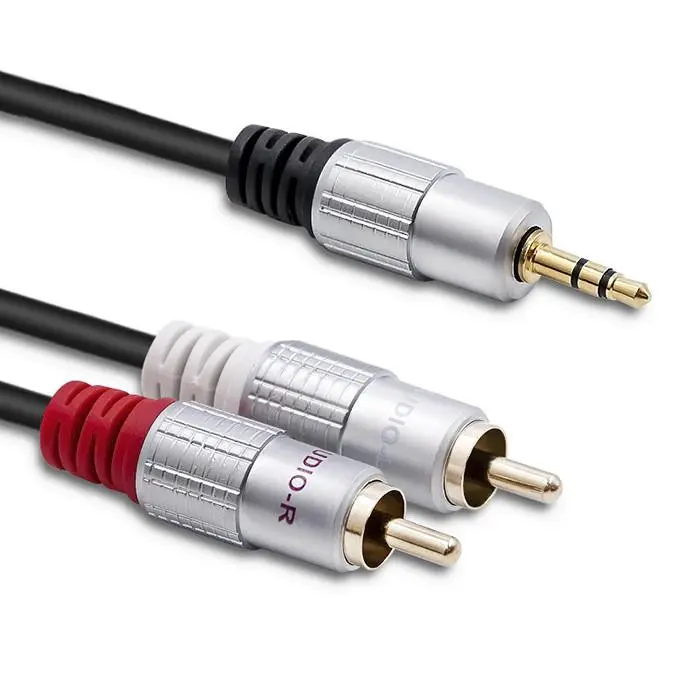 Qoltec 2xRCA til 3.5mm minijack lydkabel - 2m - svart