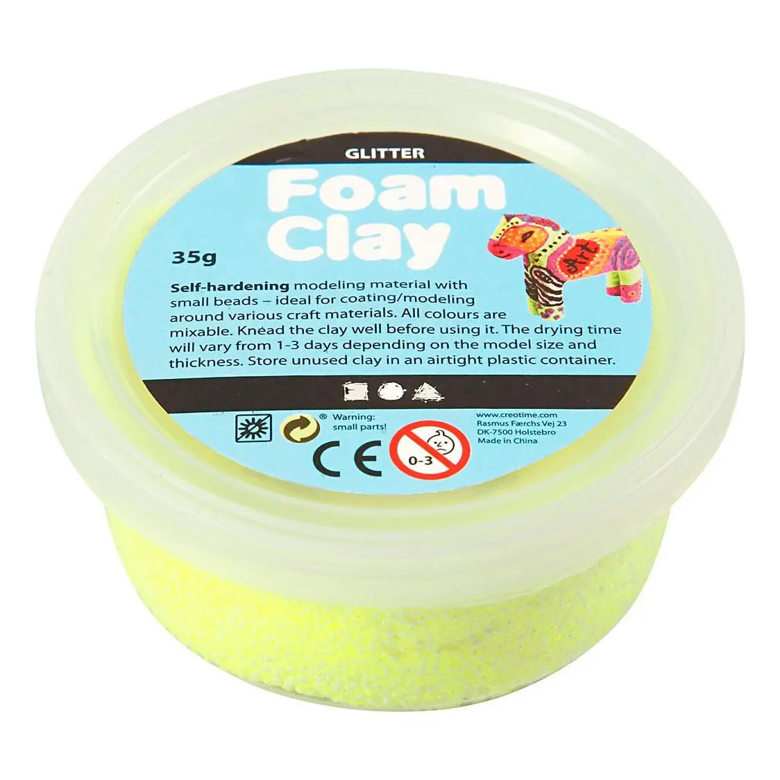 Foam Clay Glitter Modellérkitt - 35g - Gul