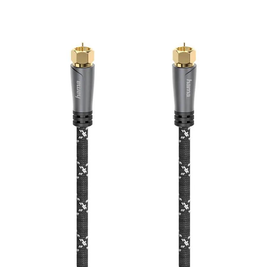 Hama Antennekabel med F-kontakt – 5m (120dB skjerming) Sort/Grå