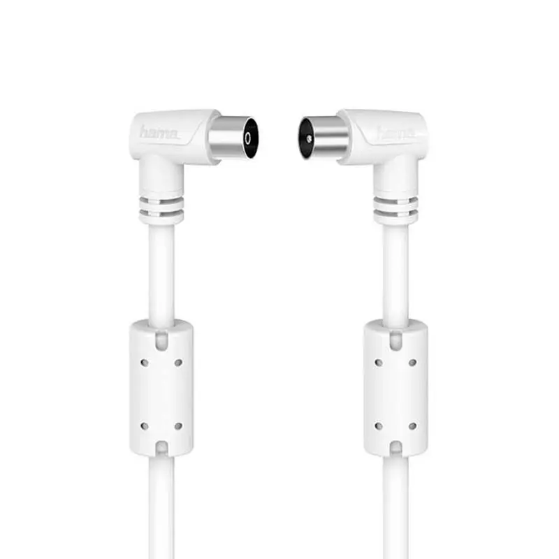 Hama Antennekabel Coax vinklet - 3m (90dB skjerming) Hvit
